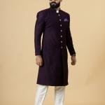 Classic Dark Purple Achkan for Men | Elegant Ethnic Wear | Jaipurio